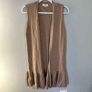 LOFT Sleeveless Ruffled Hem Sweater Vest Cardigan